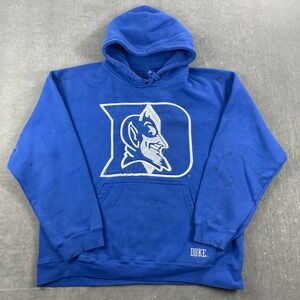 Duke Men XL‎ Blue Hoodie Embroidered Blue Devils Mascot Logo Sweatshirt
